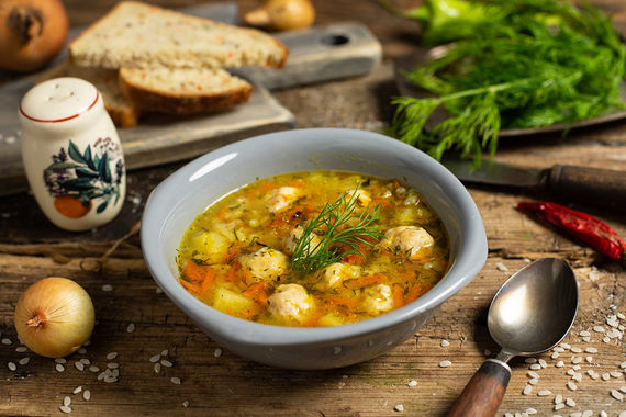 Борщ с уткой и грибами,  суп с фрикадельками